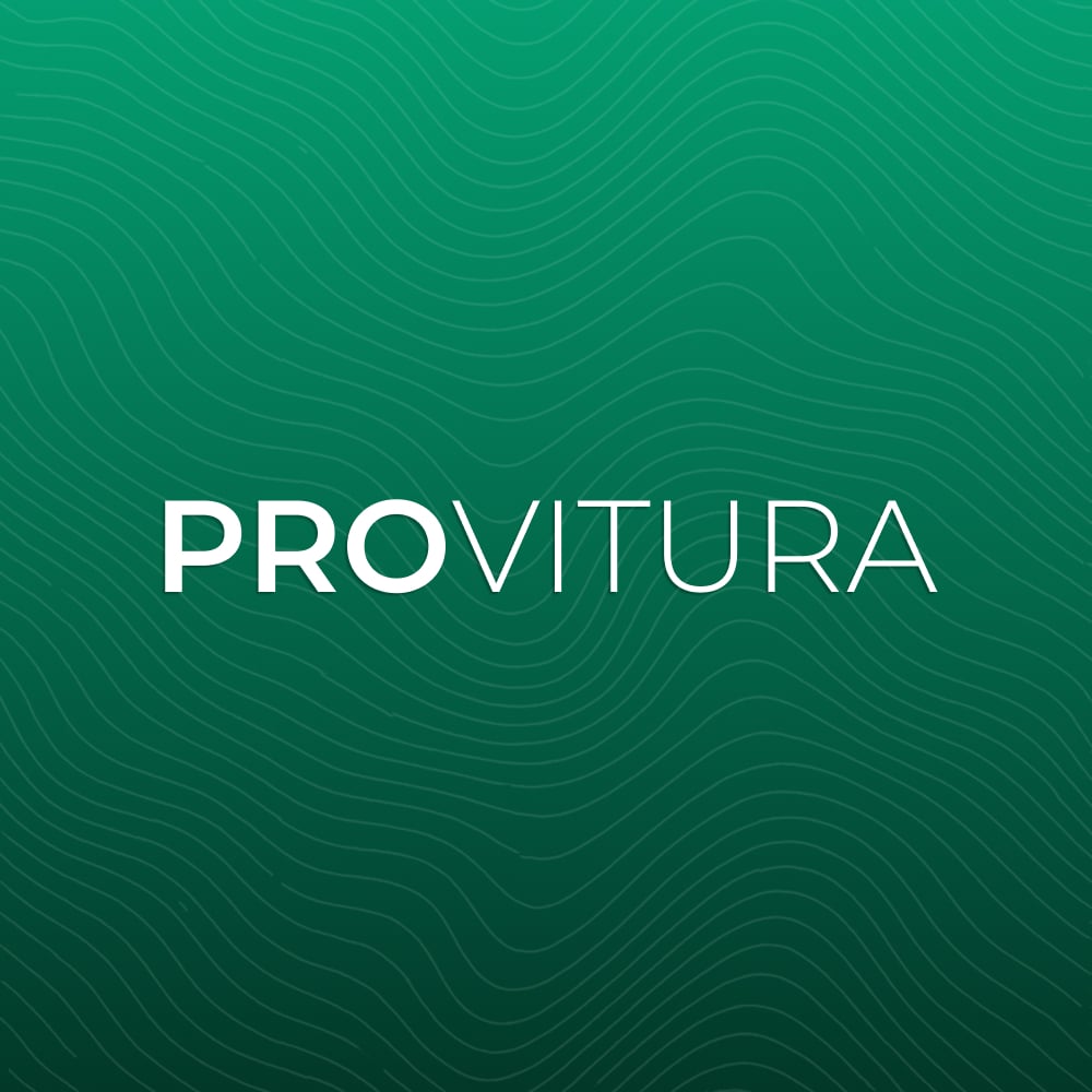 Provitura logo on a green wave background