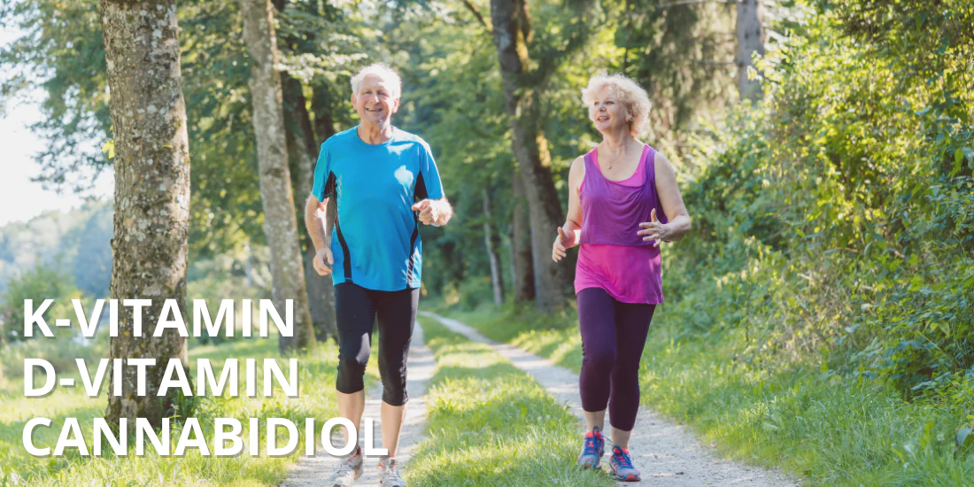 Two older adults in a wellness-themed image with overlay text